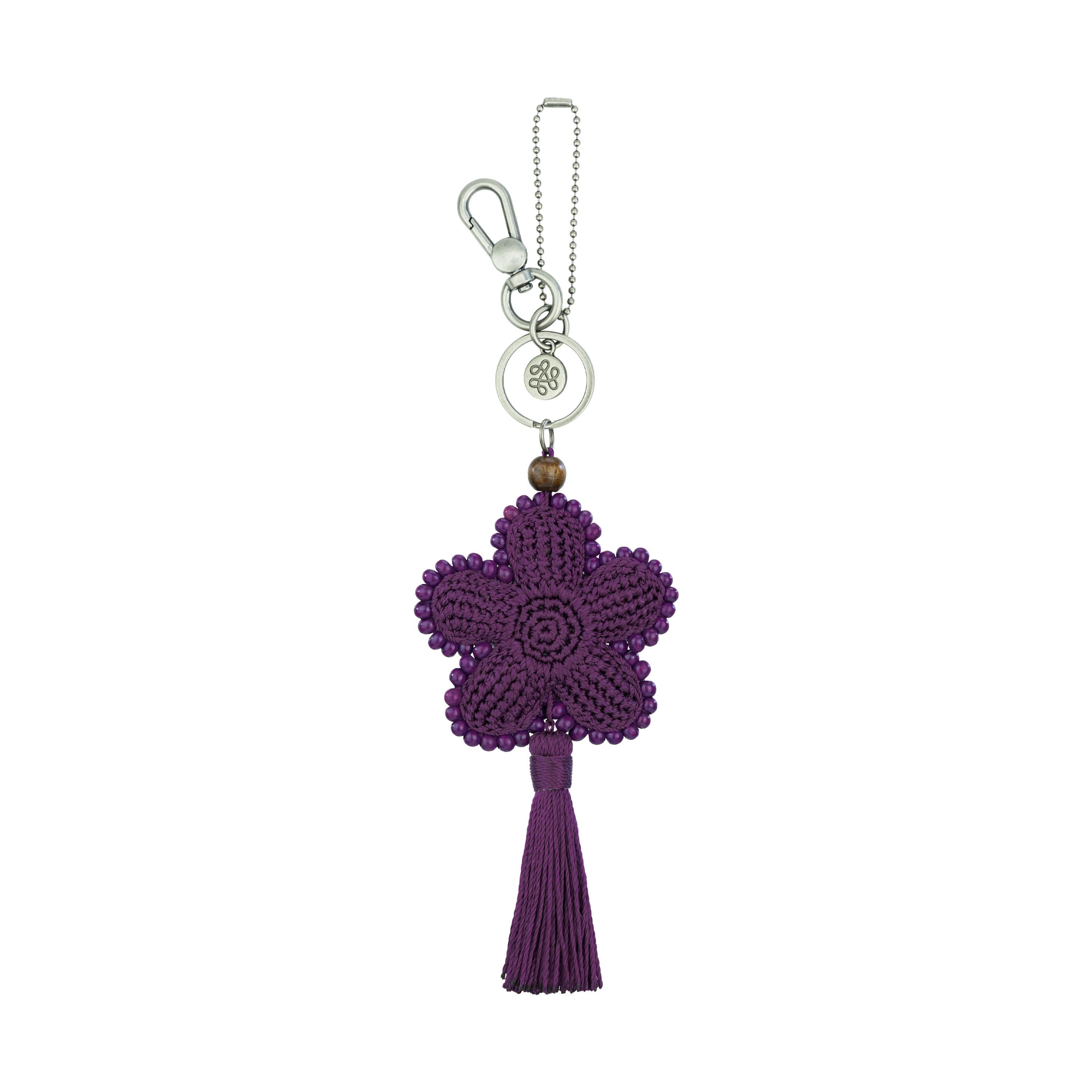 The Sak Yarnicharmz Dangle - Hand Crochet - Aubergine Flower