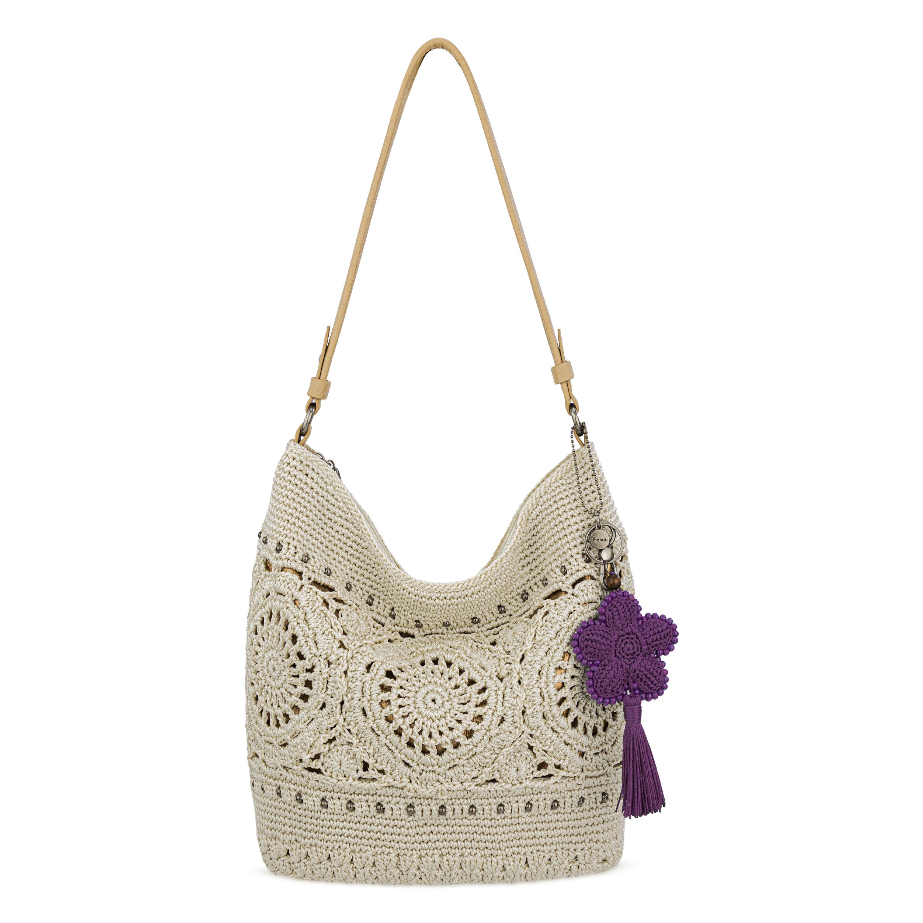 The Sak Yarnicharmz Dangle - Hand Crochet - Aubergine Flower