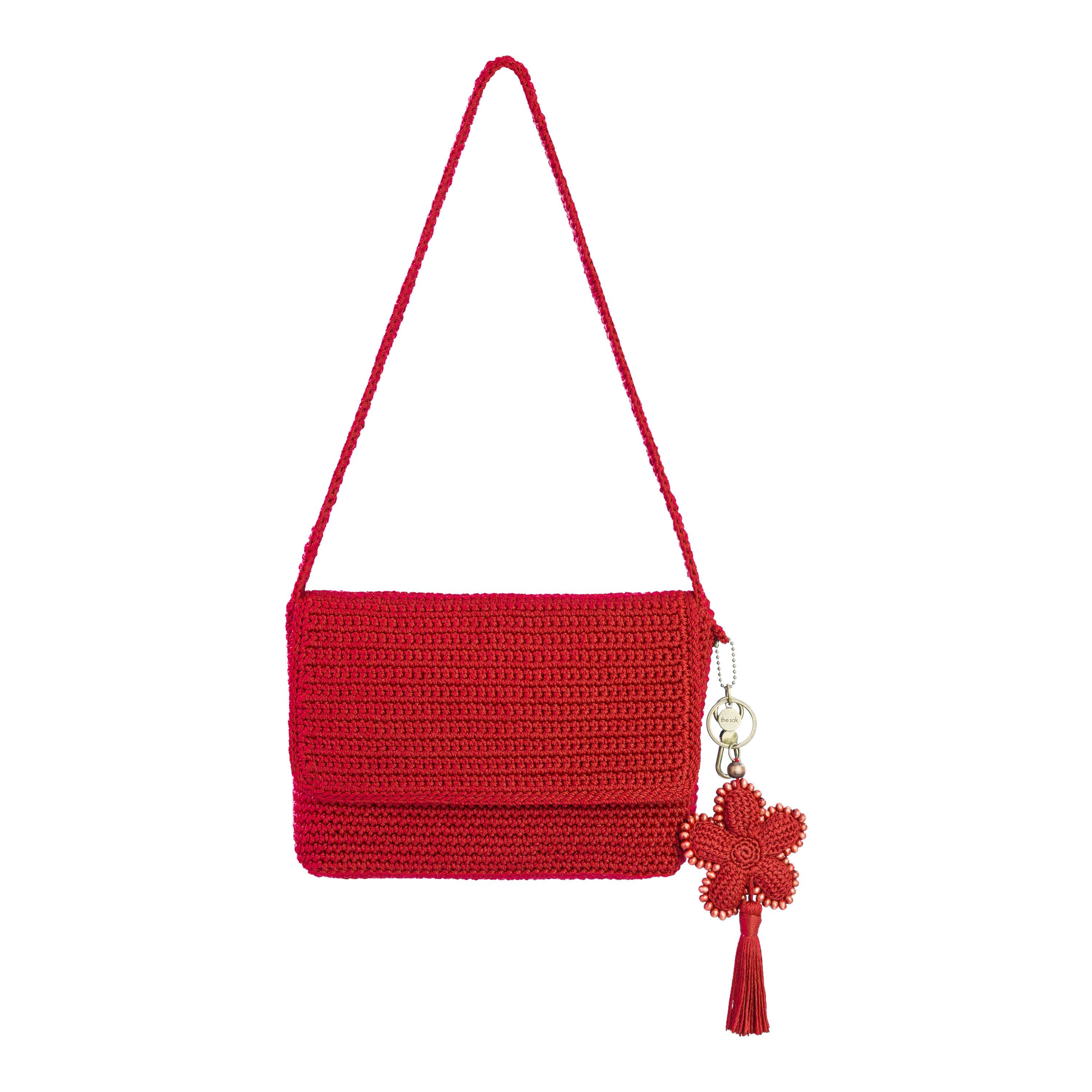 The Sak Yarnicharmz Dangle - Hand Crochet - Scarlet Flower