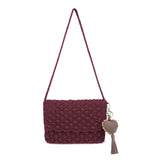 The Sak Marlow Flap Shoulder Bag - Hand Crochet - Black Cherry Shell