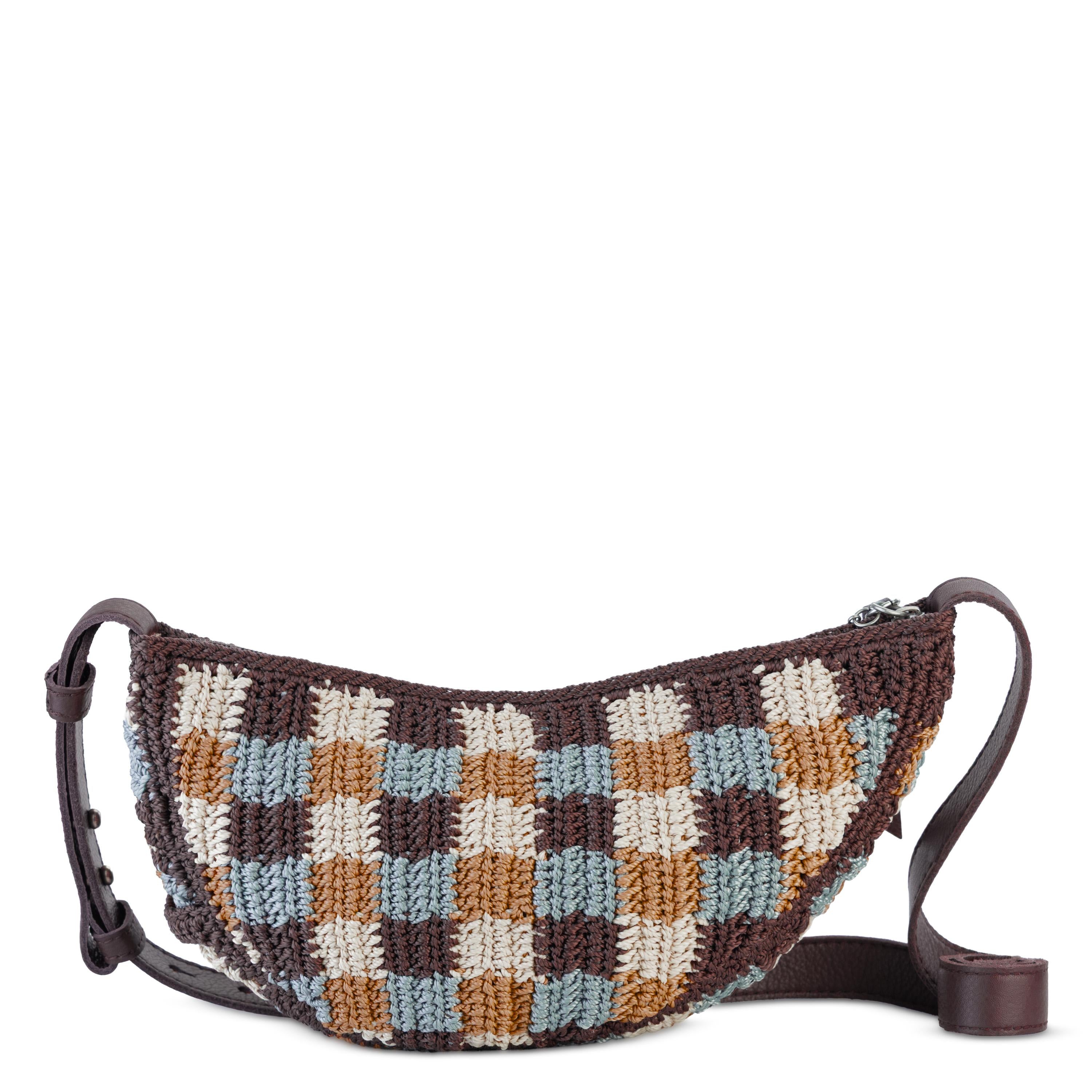 The Sak Tess Sling - Hand Crochet - Acorn Check