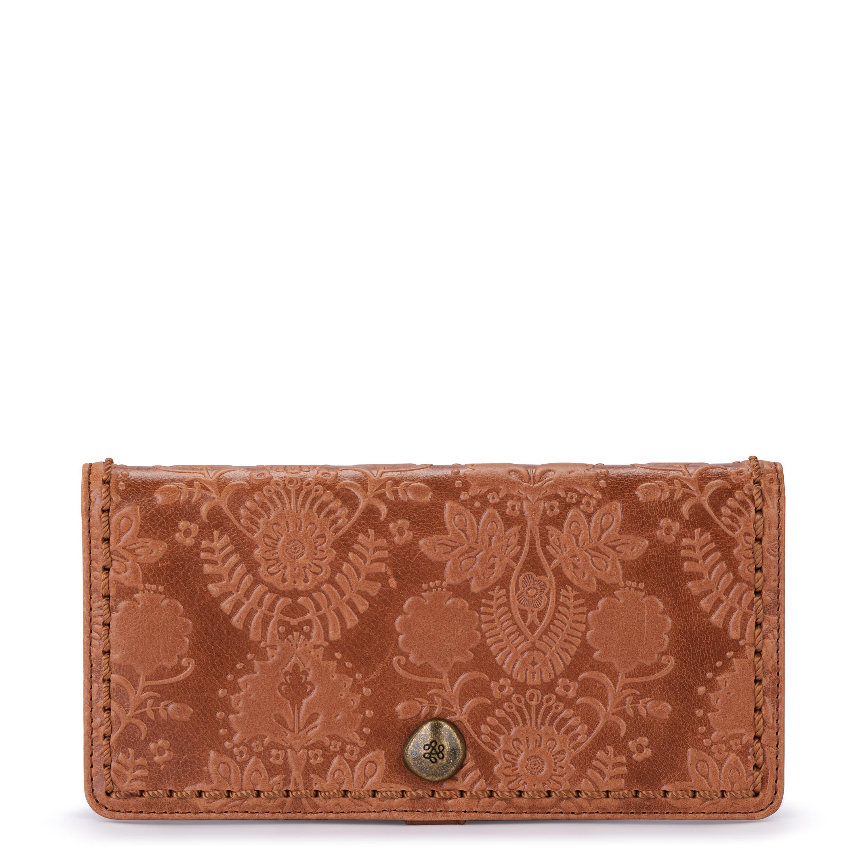 The Sak Mira Large Wallet - Leather - Tobacco Floral Embossed