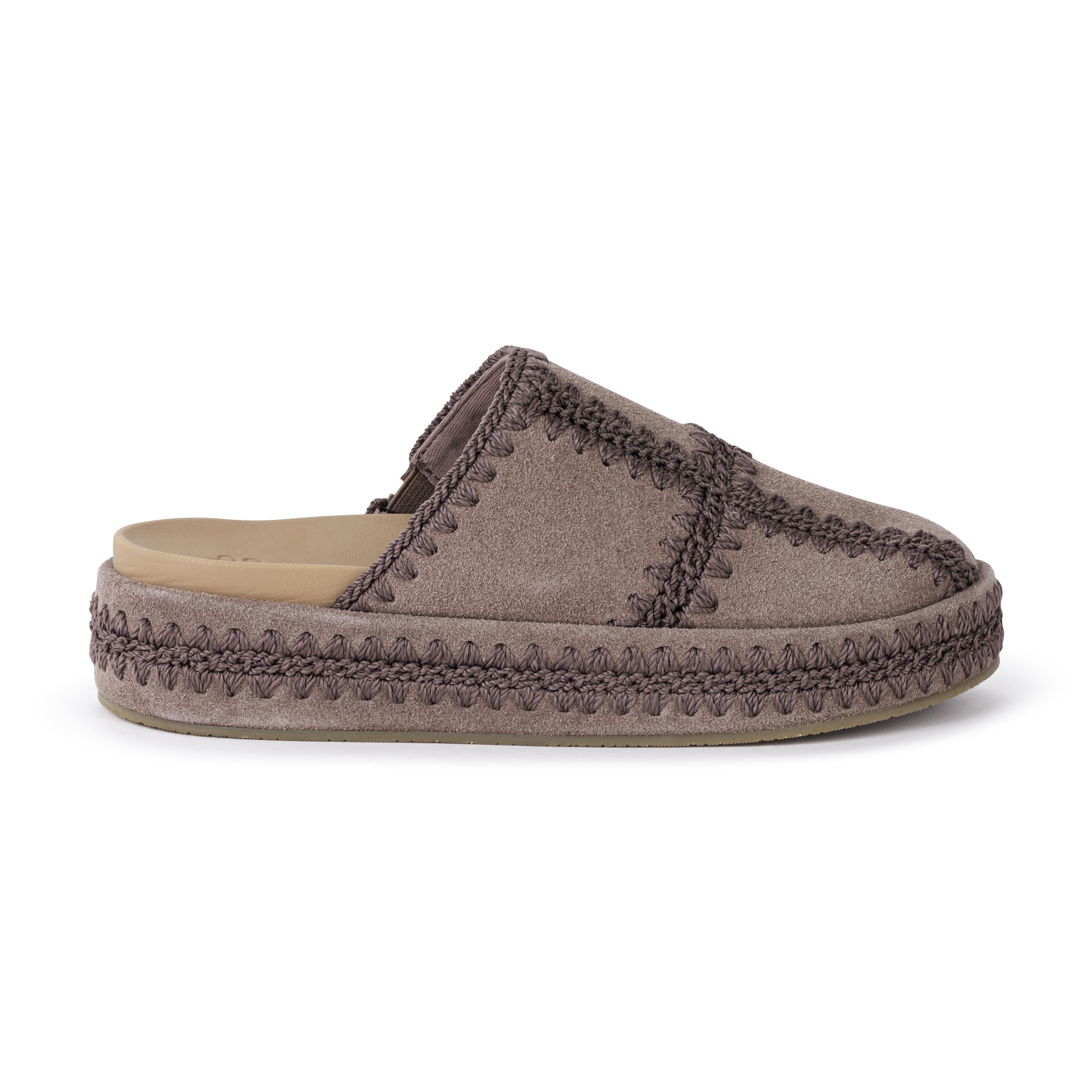 The Sak Bryn Platform Clog - Leather - Mushroom Suede Patch