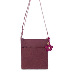 Sakroots Banyan Basic Crossbody - EcoTwill - Black Cherry Flower Blossom Quilted