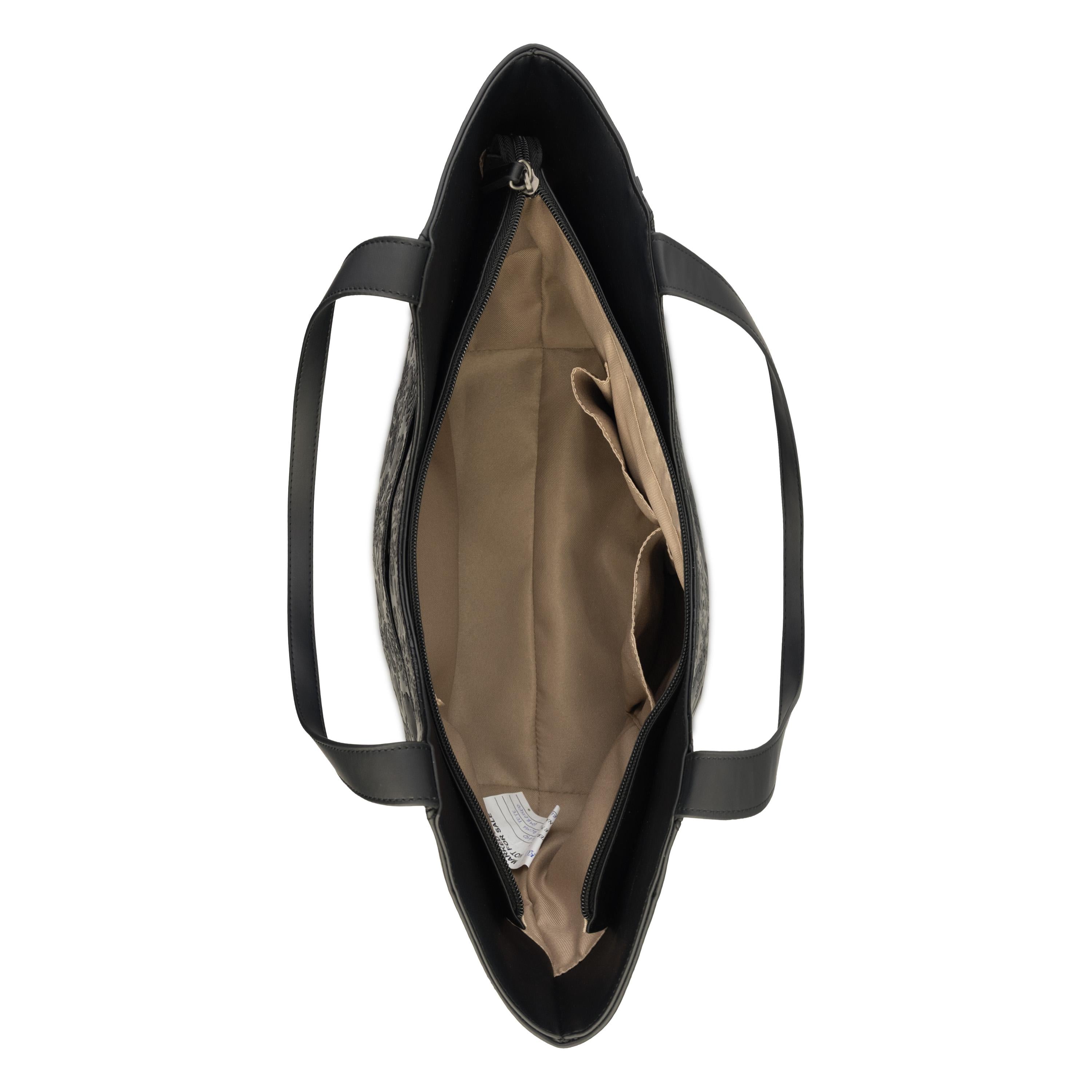 Sakroots Roma Large Tote - Vegan Leather - Black Floral Embossed