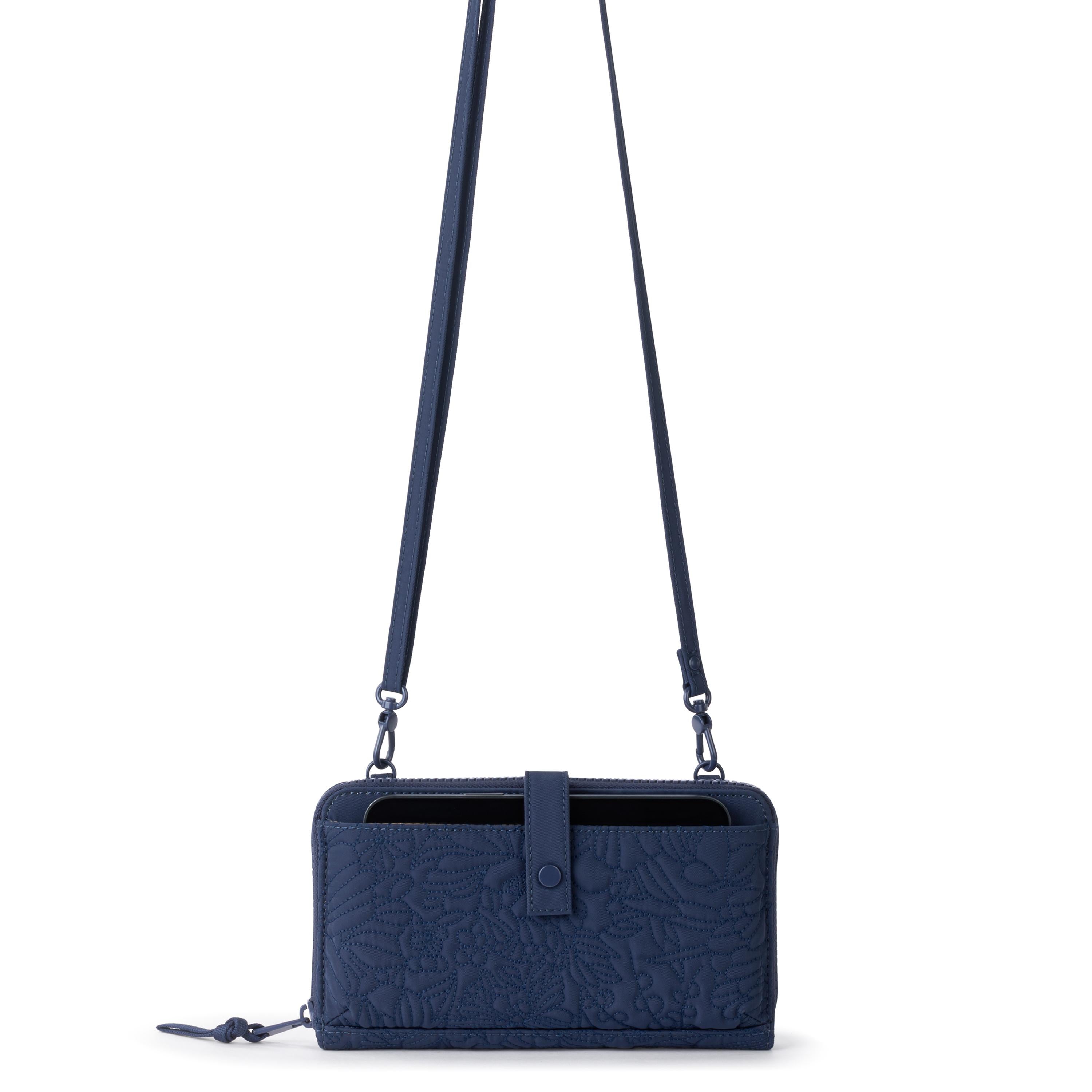 Sakroots Smartphone Wallet - EcoTwill - Navy Flower Blossom Quilted