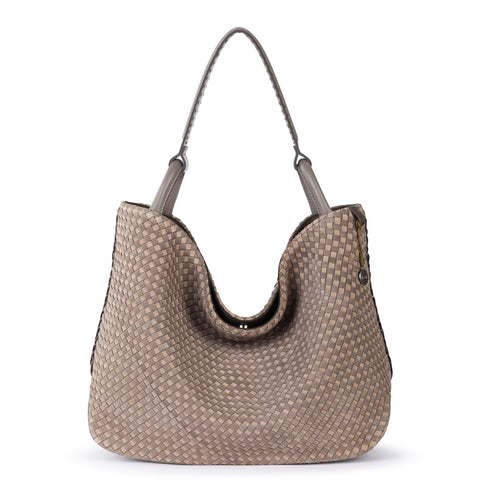 The Sak Los Feliz Large Tote - Leather - Mushroom Sand Suede Woven