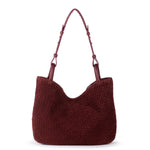 The Sak Los Feliz Medium Tote - Leather - Black Cherry Suede Woven