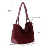 The Sak Los Feliz Medium Tote - Leather - Black Cherry Suede Woven