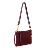 The Sak Vita Convertible Wristlet - Leather - Black Cherry Suede Woven