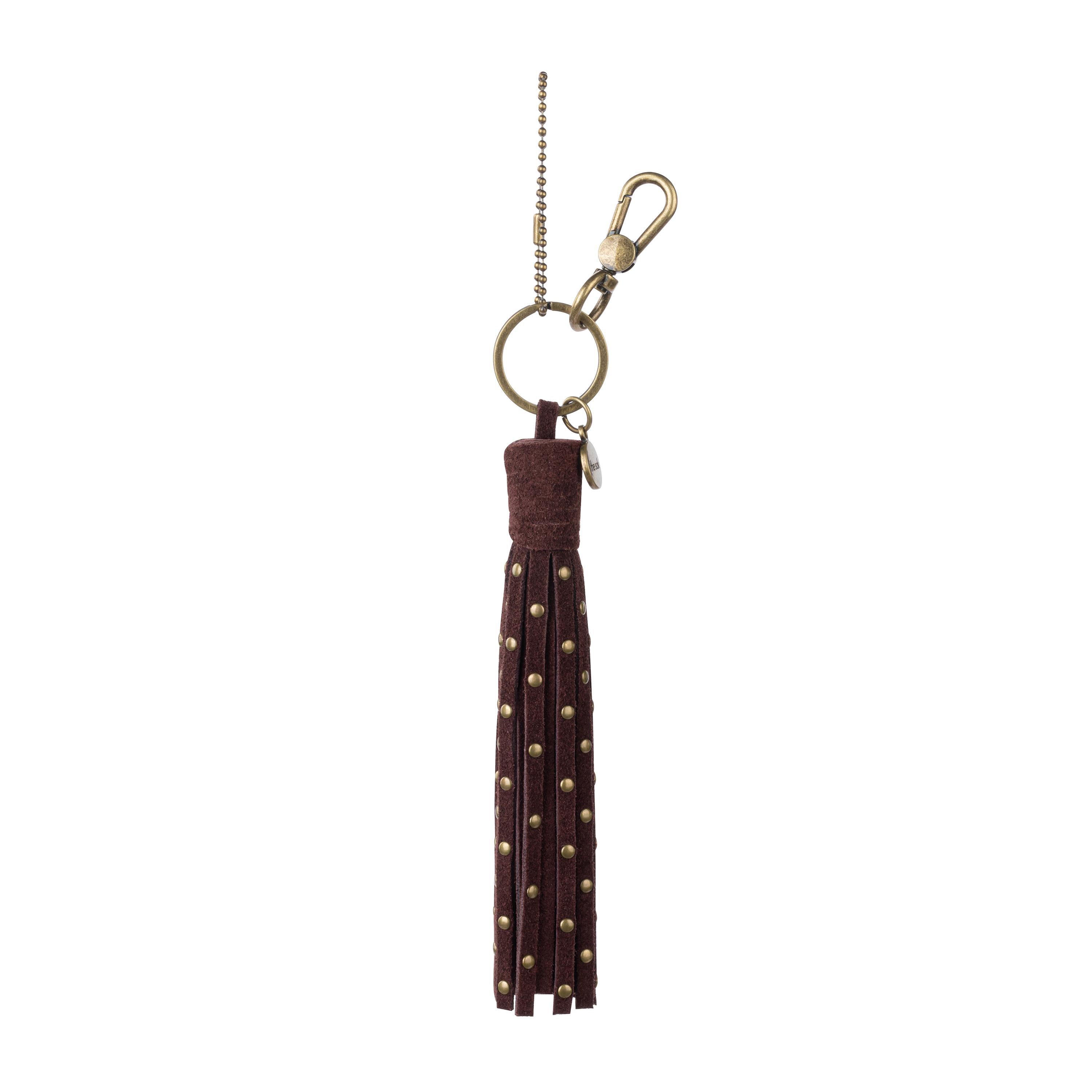 The Sak Birch Tassel Dangle - Leather - Mahogany Suede Stud
