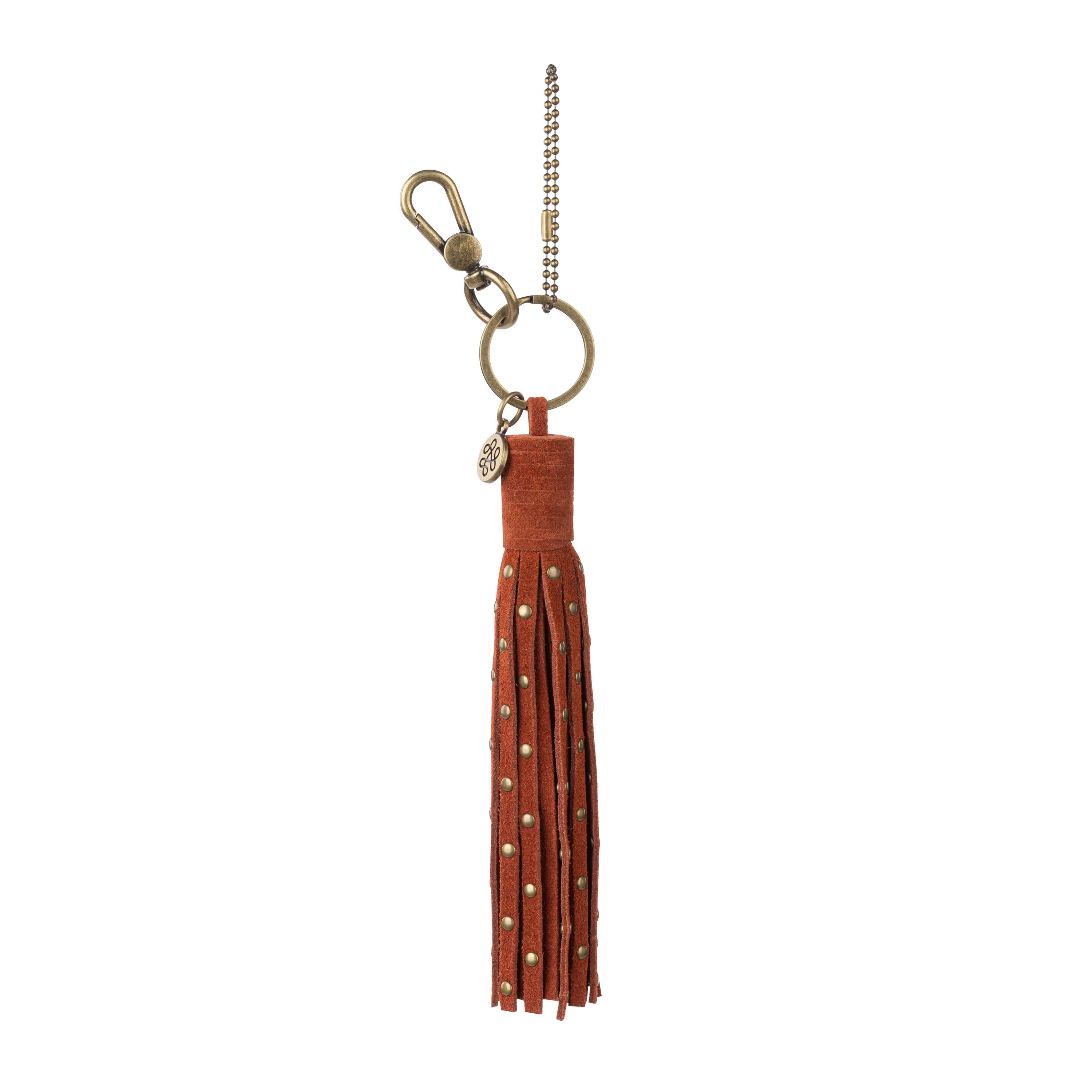 The Sak Birch Tassel Dangle - Leather - Persimmon Suede Gold Stud