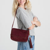 The Sak Marlow Flap Shoulder - Leather - Black Cherry Suede Belt