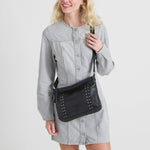 The Sak Melrose Crossbody - Leather - Black Studs Suede