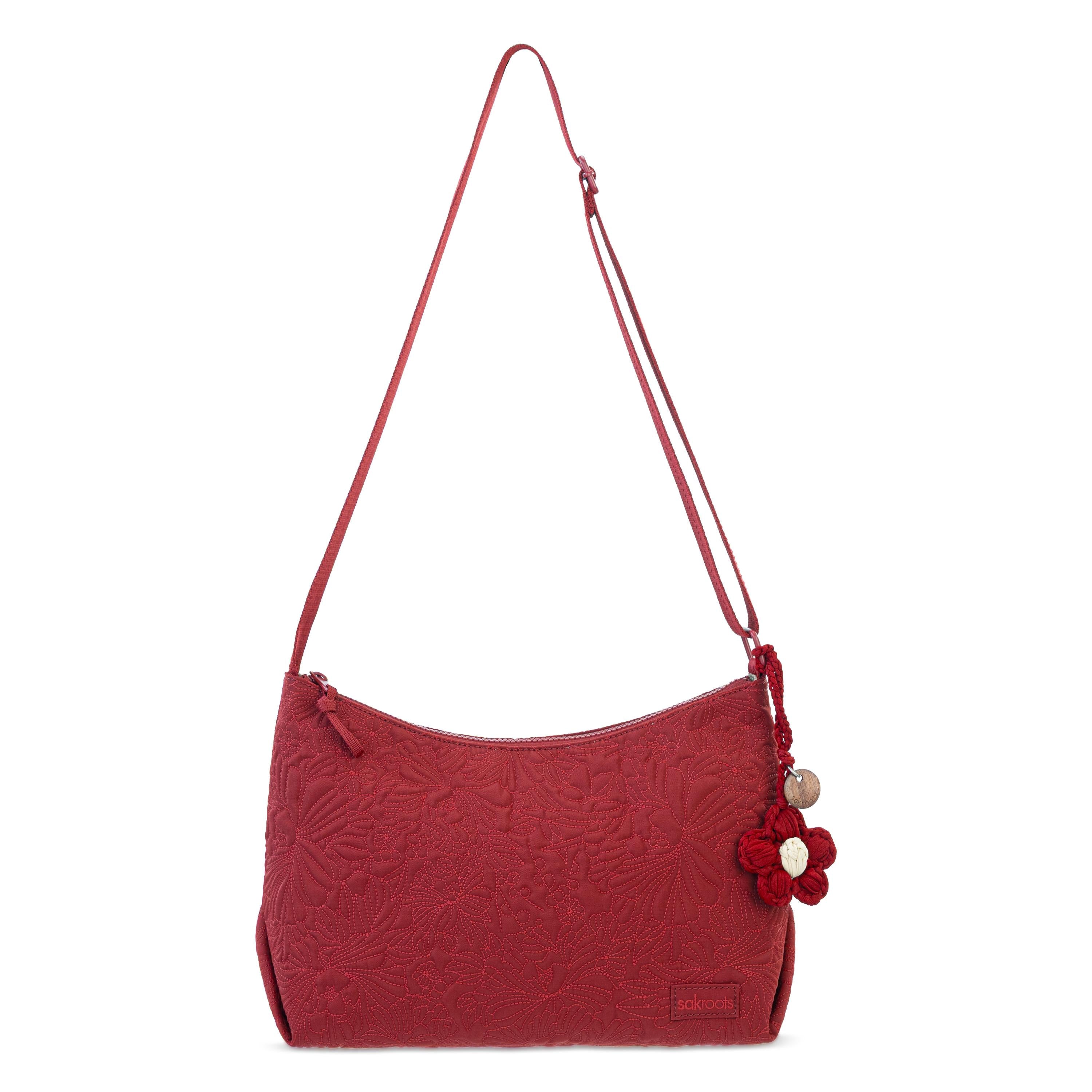 Sakroots Banyan Hobo - EcoTwill - Crimson Flower Blossom Quilted