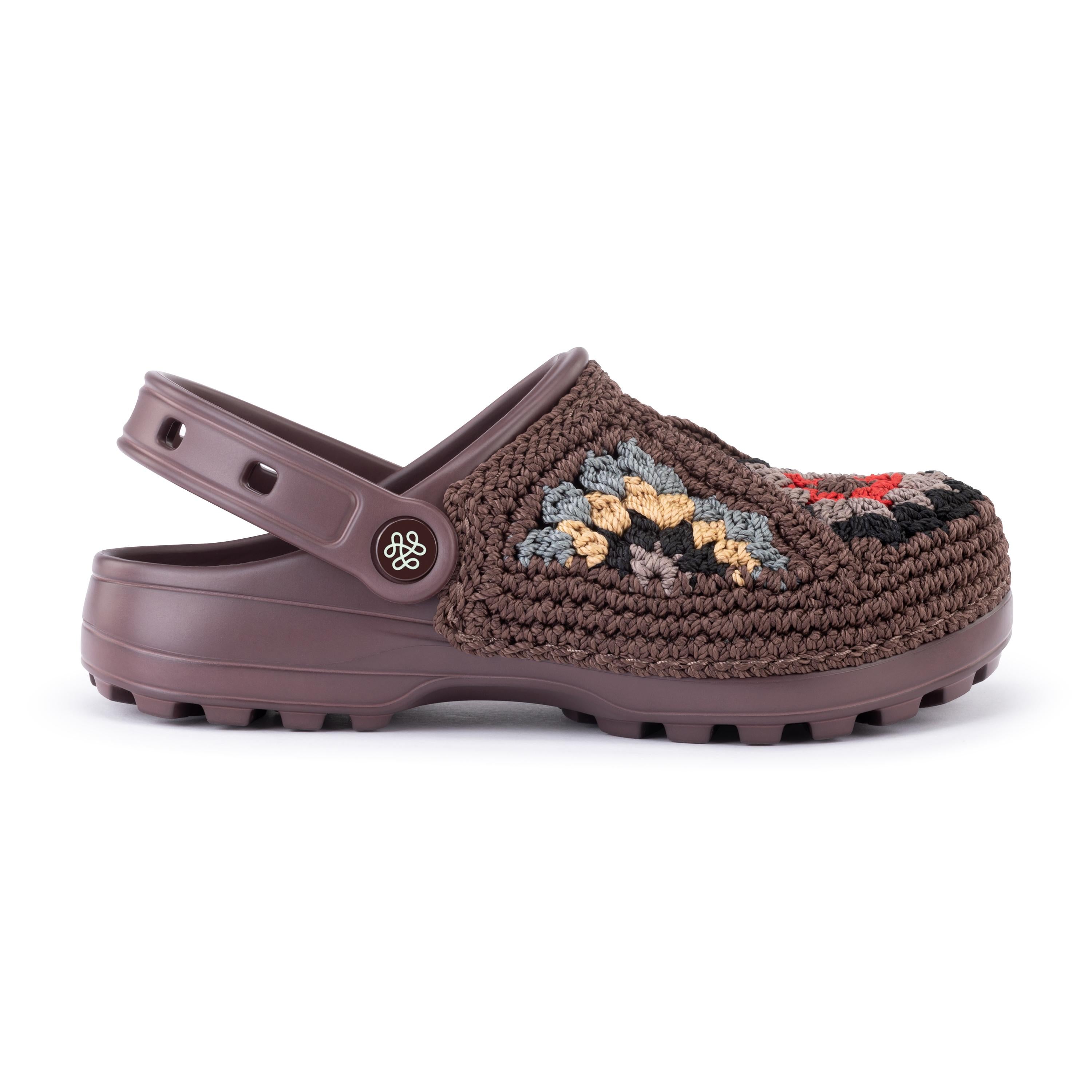The Sak Bolo Clog - Hand Crochet - Walnut Patch