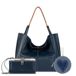 The Sak Los Feliz Large Tote Pouch 3 Piece Set - Leather - Indigo