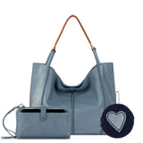 The Sak Los Feliz Large Tote Pouch 3 Piece Set - Leather - Maritime