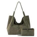 The Sak Los Feliz Large Tote and Iris Smartphone Wallet Bundle - Leather - Moss Suede