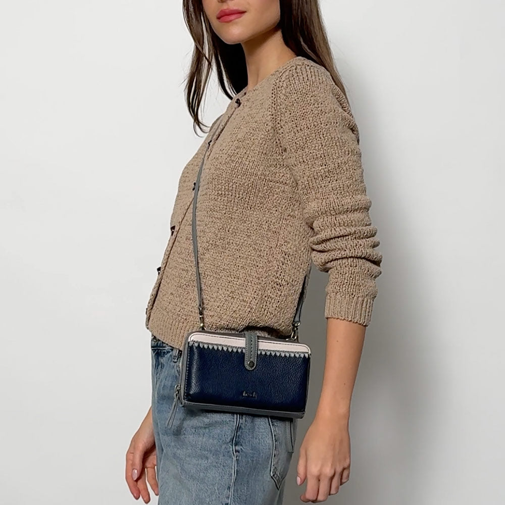 The Sak Iris Smartphone Wallet - Leather - Dusty Blue Block