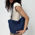 The Sak Los Feliz Medium Tote - Hand Crochet - Denim Tonal Straw
